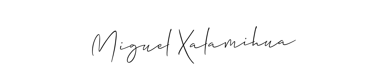 How to make Miguel Xalamihua name signature. Use Allison_Script style for creating short signs online. This is the latest handwritten sign. Miguel Xalamihua signature style 2 images and pictures png