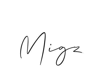 Allison_Script is a professional signature style that is perfect for those who want to add a touch of class to their signature. It is also a great choice for those who want to make their signature more unique. Get Migz name to fancy signature for free. Migz signature style 2 images and pictures png