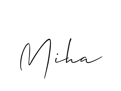 The best way (Allison_Script) to make a short signature is to pick only two or three words in your name. The name Miha include a total of six letters. For converting this name. Miha signature style 2 images and pictures png