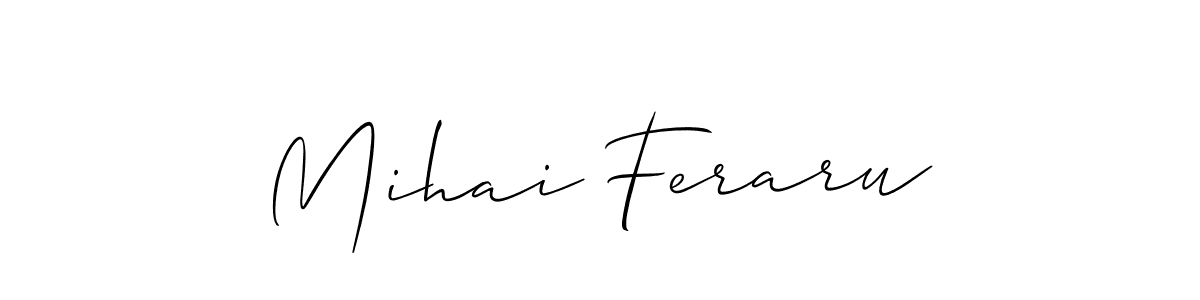 Also You can easily find your signature by using the search form. We will create Mihai Feraru name handwritten signature images for you free of cost using Allison_Script sign style. Mihai Feraru signature style 2 images and pictures png