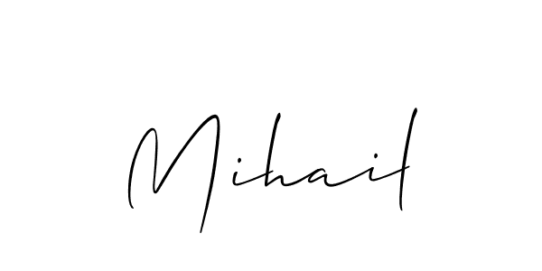 The best way (Allison_Script) to make a short signature is to pick only two or three words in your name. The name Mihail include a total of six letters. For converting this name. Mihail signature style 2 images and pictures png