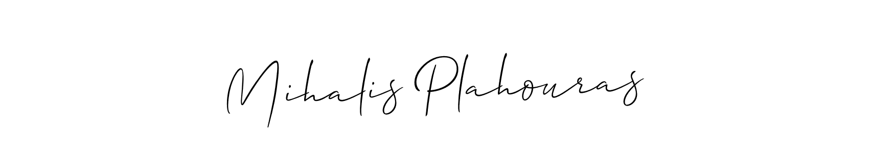 The best way (Allison_Script) to make a short signature is to pick only two or three words in your name. The name Mihalis Plahouras include a total of six letters. For converting this name. Mihalis Plahouras signature style 2 images and pictures png