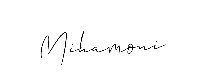 if you are searching for the best signature style for your name Mihamoni. so please give up your signature search. here we have designed multiple signature styles  using Allison_Script. Mihamoni signature style 2 images and pictures png