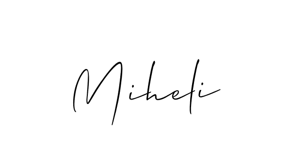 Make a short Miheli signature style. Manage your documents anywhere anytime using Allison_Script. Create and add eSignatures, submit forms, share and send files easily. Miheli signature style 2 images and pictures png