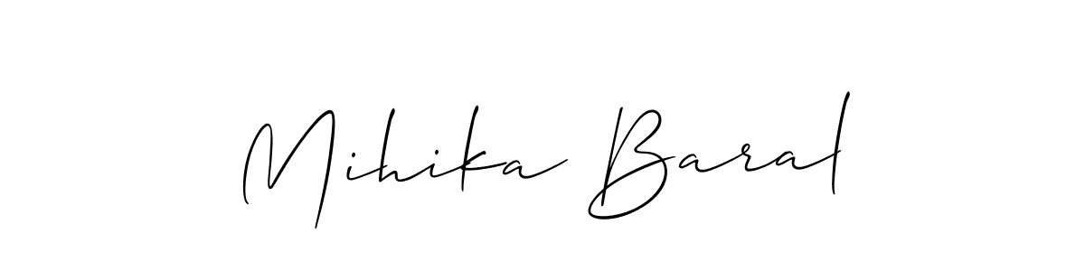 You should practise on your own different ways (Allison_Script) to write your name (Mihika Baral) in signature. don't let someone else do it for you. Mihika Baral signature style 2 images and pictures png