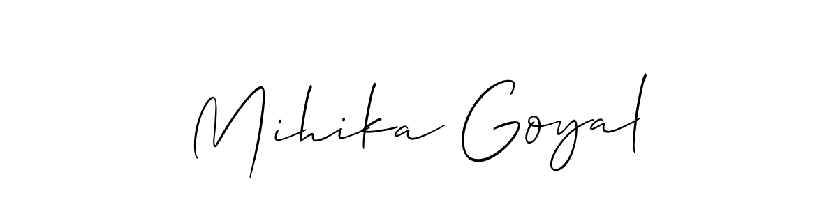 Make a beautiful signature design for name Mihika Goyal. With this signature (Allison_Script) style, you can create a handwritten signature for free. Mihika Goyal signature style 2 images and pictures png