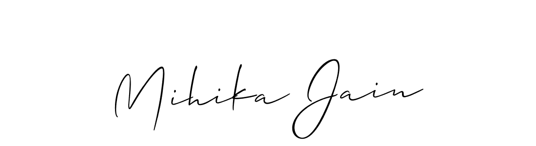 Allison_Script is a professional signature style that is perfect for those who want to add a touch of class to their signature. It is also a great choice for those who want to make their signature more unique. Get Mihika Jain name to fancy signature for free. Mihika Jain signature style 2 images and pictures png