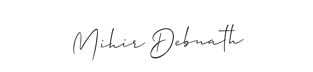 The best way (Allison_Script) to make a short signature is to pick only two or three words in your name. The name Mihir Debnath include a total of six letters. For converting this name. Mihir Debnath signature style 2 images and pictures png