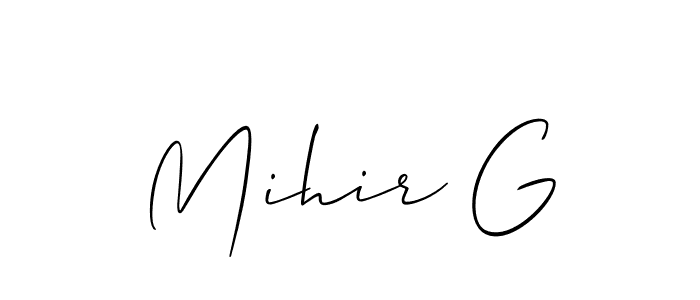 You should practise on your own different ways (Allison_Script) to write your name (Mihir G) in signature. don't let someone else do it for you. Mihir G signature style 2 images and pictures png