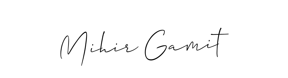 Mihir Gamit stylish signature style. Best Handwritten Sign (Allison_Script) for my name. Handwritten Signature Collection Ideas for my name Mihir Gamit. Mihir Gamit signature style 2 images and pictures png