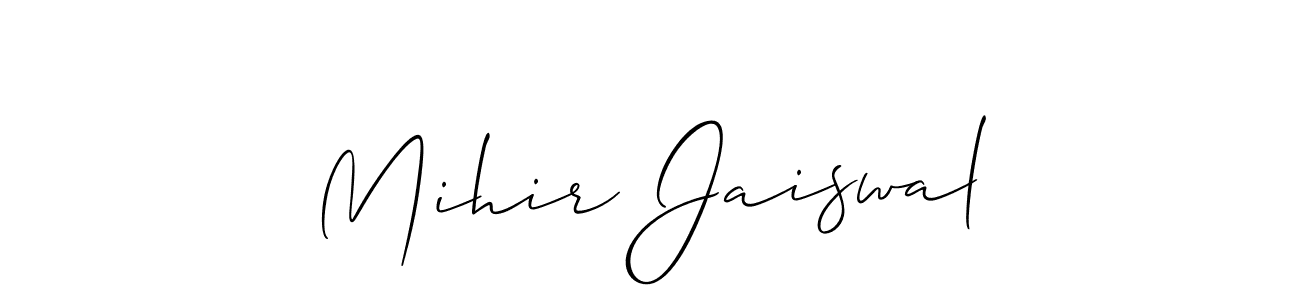 How to Draw Mihir Jaiswal signature style? Allison_Script is a latest design signature styles for name Mihir Jaiswal. Mihir Jaiswal signature style 2 images and pictures png