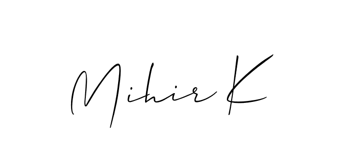 Once you've used our free online signature maker to create your best signature Allison_Script style, it's time to enjoy all of the benefits that Mihir K name signing documents. Mihir K signature style 2 images and pictures png