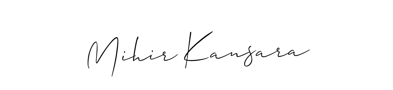 Make a beautiful signature design for name Mihir Kansara. With this signature (Allison_Script) style, you can create a handwritten signature for free. Mihir Kansara signature style 2 images and pictures png