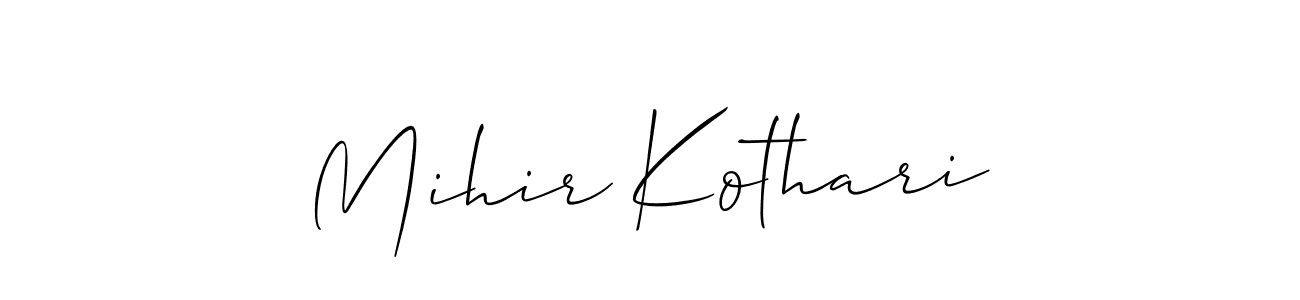 You should practise on your own different ways (Allison_Script) to write your name (Mihir Kothari) in signature. don't let someone else do it for you. Mihir Kothari signature style 2 images and pictures png