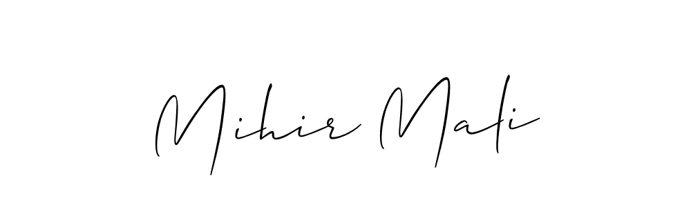 Create a beautiful signature design for name Mihir Mali. With this signature (Allison_Script) fonts, you can make a handwritten signature for free. Mihir Mali signature style 2 images and pictures png