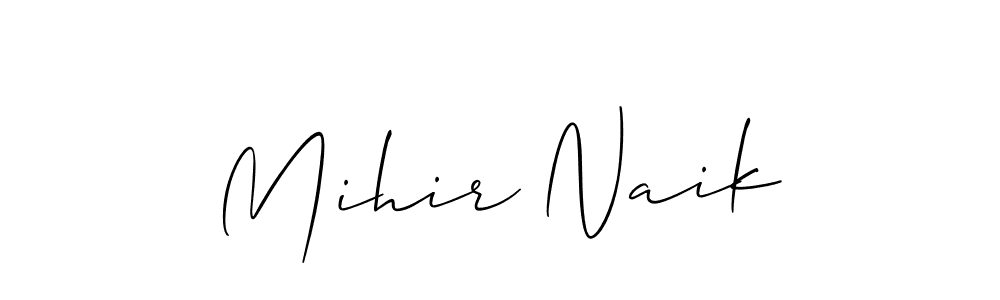 Make a beautiful signature design for name Mihir Naik. With this signature (Allison_Script) style, you can create a handwritten signature for free. Mihir Naik signature style 2 images and pictures png