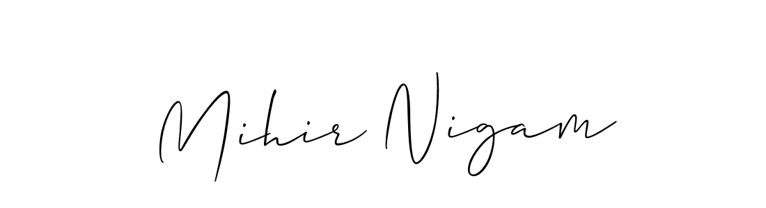 How to Draw Mihir Nigam signature style? Allison_Script is a latest design signature styles for name Mihir Nigam. Mihir Nigam signature style 2 images and pictures png