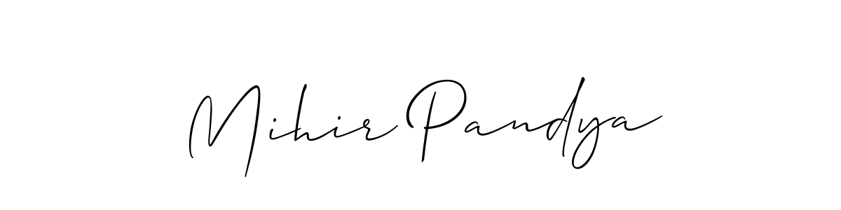 You should practise on your own different ways (Allison_Script) to write your name (Mihir Pandya) in signature. don't let someone else do it for you. Mihir Pandya signature style 2 images and pictures png