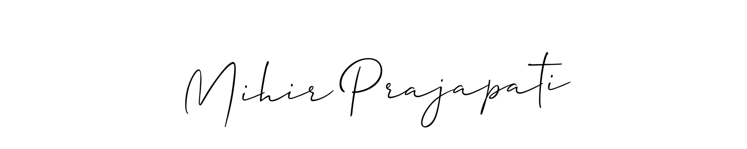 if you are searching for the best signature style for your name Mihir Prajapati. so please give up your signature search. here we have designed multiple signature styles  using Allison_Script. Mihir Prajapati signature style 2 images and pictures png