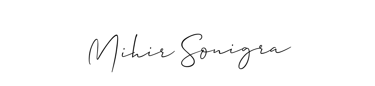 Similarly Allison_Script is the best handwritten signature design. Signature creator online .You can use it as an online autograph creator for name Mihir Sonigra. Mihir Sonigra signature style 2 images and pictures png