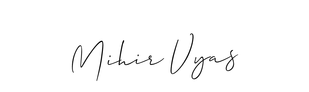 if you are searching for the best signature style for your name Mihir Vyas. so please give up your signature search. here we have designed multiple signature styles  using Allison_Script. Mihir Vyas signature style 2 images and pictures png