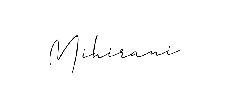 Make a beautiful signature design for name Mihirani. With this signature (Allison_Script) style, you can create a handwritten signature for free. Mihirani signature style 2 images and pictures png