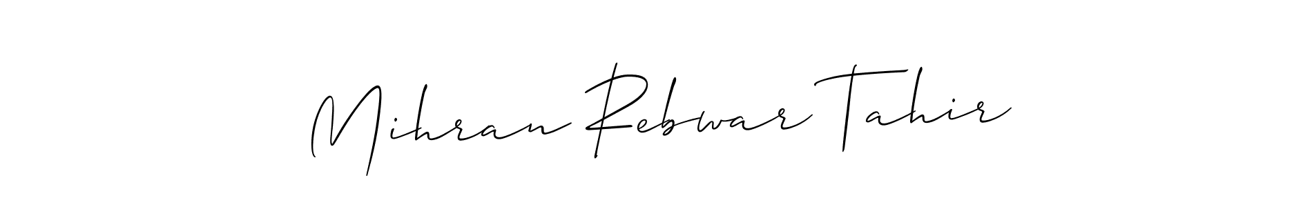 Make a short Mihran Rebwar Tahir signature style. Manage your documents anywhere anytime using Allison_Script. Create and add eSignatures, submit forms, share and send files easily. Mihran Rebwar Tahir signature style 2 images and pictures png