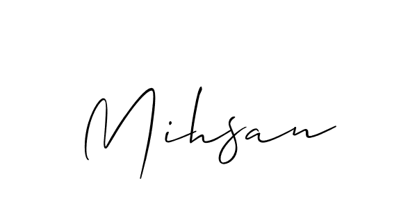 Allison_Script is a professional signature style that is perfect for those who want to add a touch of class to their signature. It is also a great choice for those who want to make their signature more unique. Get Mihsan name to fancy signature for free. Mihsan signature style 2 images and pictures png