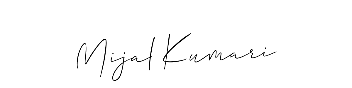 Allison_Script is a professional signature style that is perfect for those who want to add a touch of class to their signature. It is also a great choice for those who want to make their signature more unique. Get Mijal Kumari name to fancy signature for free. Mijal Kumari signature style 2 images and pictures png