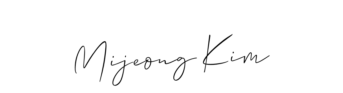 How to make Mijeong Kim name signature. Use Allison_Script style for creating short signs online. This is the latest handwritten sign. Mijeong Kim signature style 2 images and pictures png