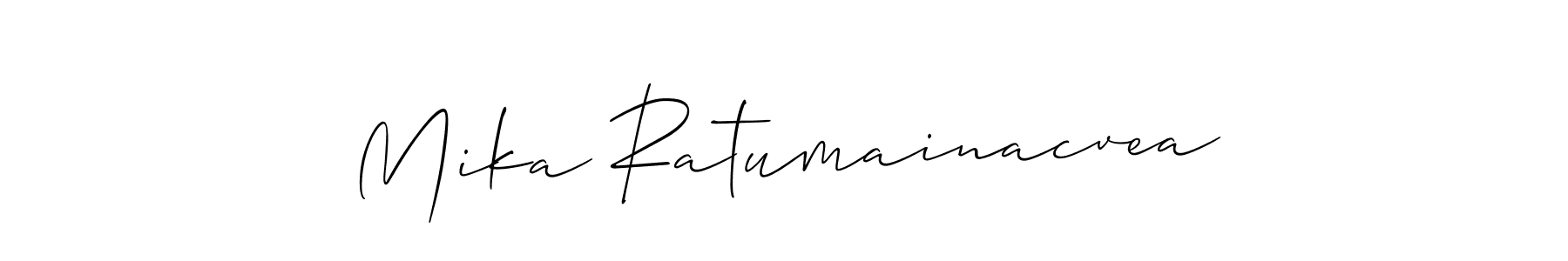 Make a beautiful signature design for name Mika Ratumainacvea. With this signature (Allison_Script) style, you can create a handwritten signature for free. Mika Ratumainacvea signature style 2 images and pictures png