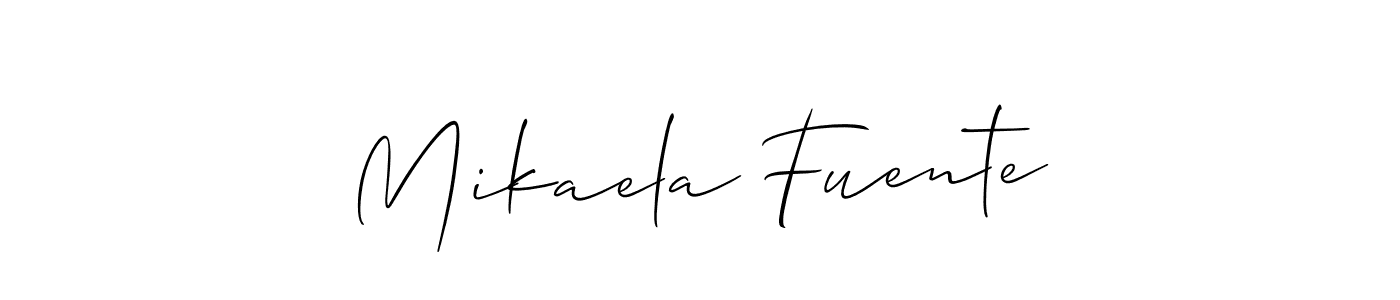 Also You can easily find your signature by using the search form. We will create Mikaela Fuente name handwritten signature images for you free of cost using Allison_Script sign style. Mikaela Fuente signature style 2 images and pictures png