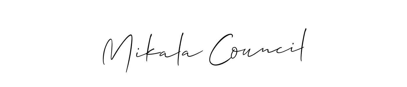 if you are searching for the best signature style for your name Mikala Council. so please give up your signature search. here we have designed multiple signature styles  using Allison_Script. Mikala Council signature style 2 images and pictures png