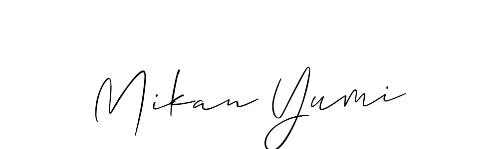 How to make Mikan Yumi name signature. Use Allison_Script style for creating short signs online. This is the latest handwritten sign. Mikan Yumi signature style 2 images and pictures png