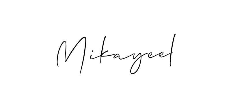 Make a beautiful signature design for name Mikayeel. With this signature (Allison_Script) style, you can create a handwritten signature for free. Mikayeel signature style 2 images and pictures png