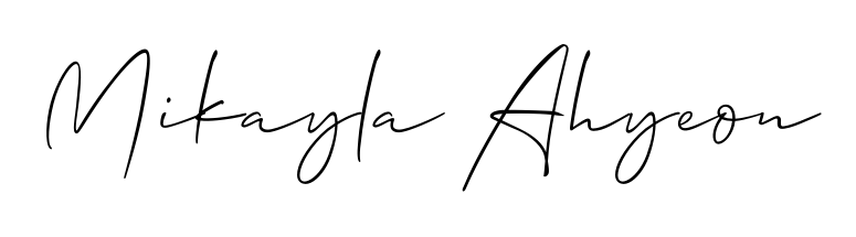 The best way (Allison_Script) to make a short signature is to pick only two or three words in your name. For converting this name Mikayla Ahyeon. Mikayla Ahyeon signature style 2 images and pictures png