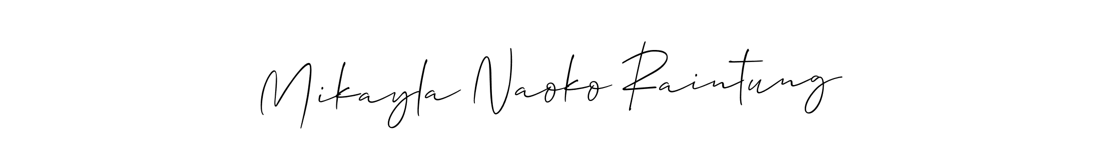 This is the best signature style for the Mikayla Naoko Raintung name. Also you like these signature font (Allison_Script). Mix name signature. Mikayla Naoko Raintung signature style 2 images and pictures png