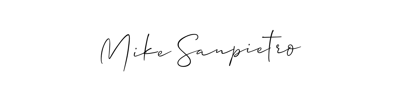 You should practise on your own different ways (Allison_Script) to write your name (Mike Sanpietro) in signature. don't let someone else do it for you. Mike Sanpietro signature style 2 images and pictures png