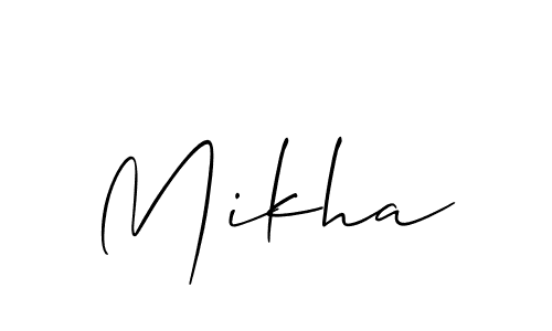 Use a signature maker to create a handwritten signature online. With this signature software, you can design (Allison_Script) your own signature for name Mikha. Mikha signature style 2 images and pictures png