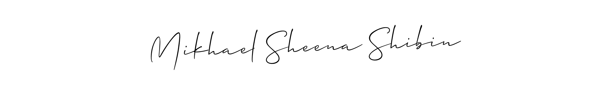It looks lik you need a new signature style for name Mikhael Sheena Shibin. Design unique handwritten (Allison_Script) signature with our free signature maker in just a few clicks. Mikhael Sheena Shibin signature style 2 images and pictures png