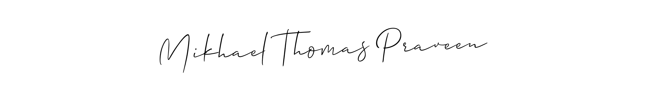 You should practise on your own different ways (Allison_Script) to write your name (Mikhael Thomas Praveen) in signature. don't let someone else do it for you. Mikhael Thomas Praveen signature style 2 images and pictures png