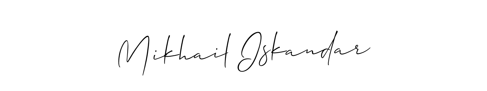 Also You can easily find your signature by using the search form. We will create Mikhail Iskandar name handwritten signature images for you free of cost using Allison_Script sign style. Mikhail Iskandar signature style 2 images and pictures png