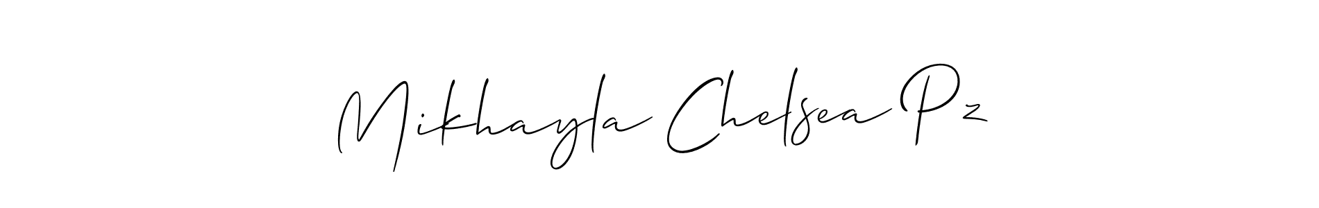 Similarly Allison_Script is the best handwritten signature design. Signature creator online .You can use it as an online autograph creator for name Mikhayla Chelsea Pz. Mikhayla Chelsea Pz signature style 2 images and pictures png