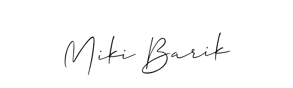 Allison_Script is a professional signature style that is perfect for those who want to add a touch of class to their signature. It is also a great choice for those who want to make their signature more unique. Get Miki Barik name to fancy signature for free. Miki Barik signature style 2 images and pictures png