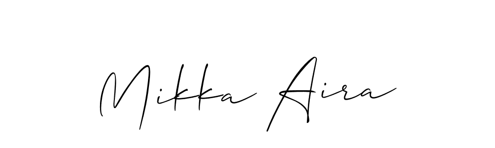 Create a beautiful signature design for name Mikka Aira. With this signature (Allison_Script) fonts, you can make a handwritten signature for free. Mikka Aira signature style 2 images and pictures png