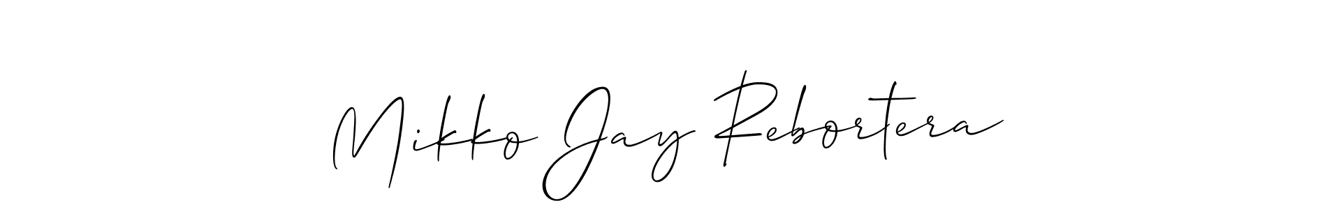 How to make Mikko Jay Rebortera name signature. Use Allison_Script style for creating short signs online. This is the latest handwritten sign. Mikko Jay Rebortera signature style 2 images and pictures png