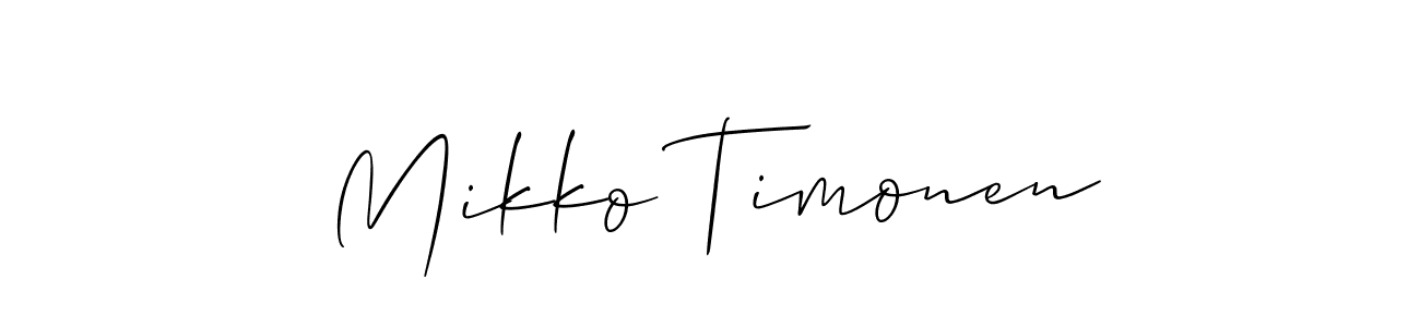 Use a signature maker to create a handwritten signature online. With this signature software, you can design (Allison_Script) your own signature for name Mikko Timonen. Mikko Timonen signature style 2 images and pictures png