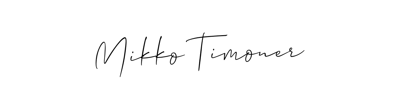 The best way (Allison_Script) to make a short signature is to pick only two or three words in your name. The name Mikko Timoner include a total of six letters. For converting this name. Mikko Timoner signature style 2 images and pictures png