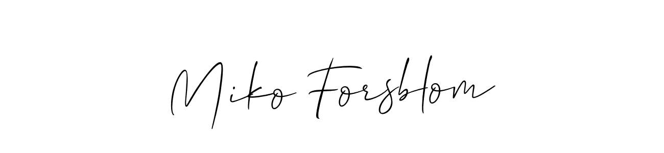 The best way (Allison_Script) to make a short signature is to pick only two or three words in your name. The name Miko Forsblom include a total of six letters. For converting this name. Miko Forsblom signature style 2 images and pictures png