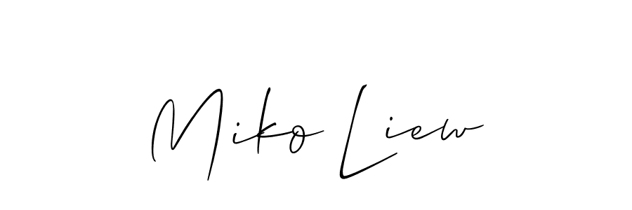 Miko Liew stylish signature style. Best Handwritten Sign (Allison_Script) for my name. Handwritten Signature Collection Ideas for my name Miko Liew. Miko Liew signature style 2 images and pictures png